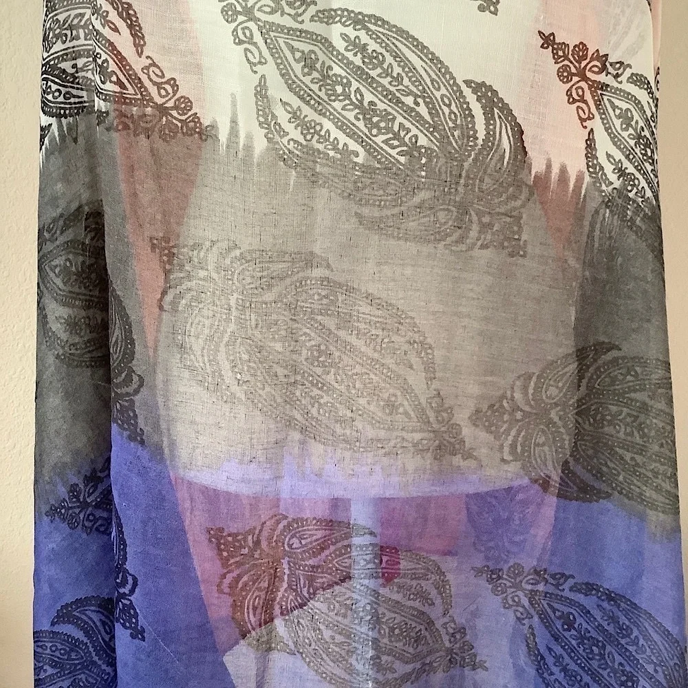 Block Print Scarf Wrap Sarong NEW Wearable Art Paisley Print Boho Festival Beach